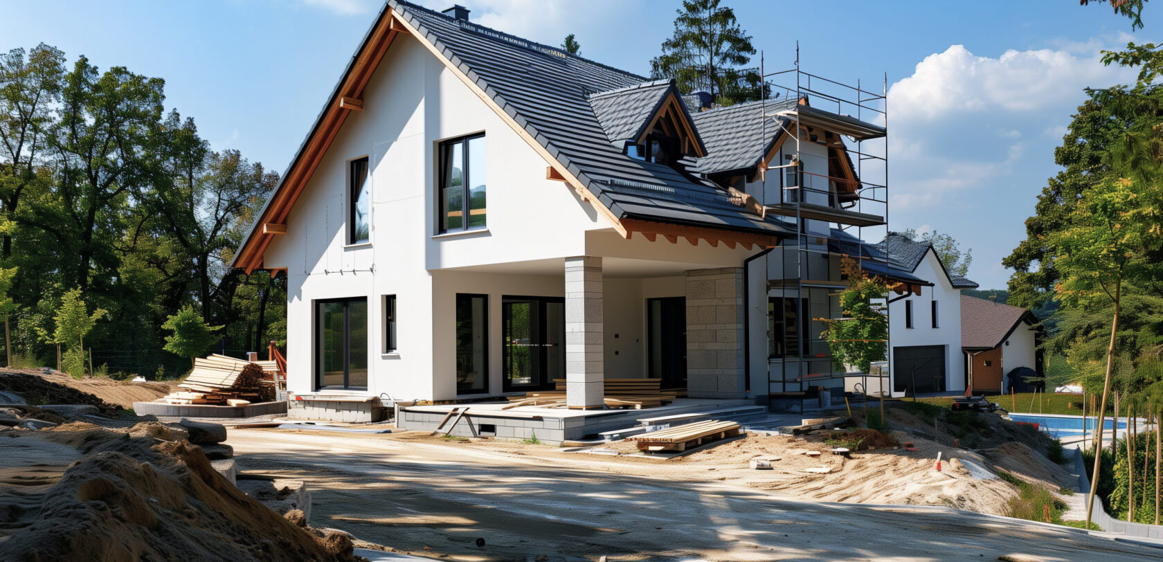 Projet de  belle maison moderne en phase de construction de rénovation et d'aménagement